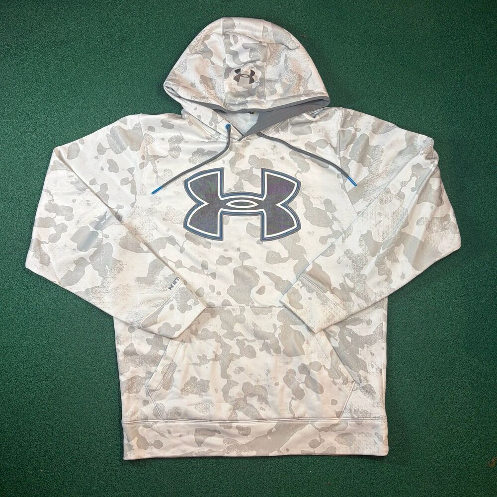 Size M Mens – Under Armour ColdGear White Camo Big Logo Hoodie